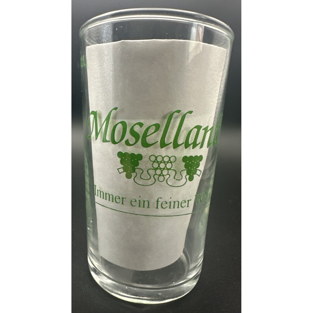 Vtg Moselland German Wine Tasting Glass Green Logo Immer Ein Feiner Wein 0.1 L